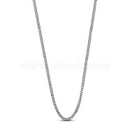 SHEGRACE Rhodium Plated 925 Sterling Silver Curb Chain Necklaces, with Spring Ring Clasps, Platinum, 15.74 inch(40cm), 1.3mm(JN988A)