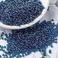 MIYUKI Round Rocailles Beads, Japanese Seed Beads, 8/0, (RR326) Transparent Capri Blue Luster, 3mm, Hole: 1mm, about 422~455pcs/10g(X-SEED-G008-RR0326)