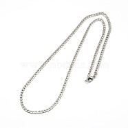 304 Stainless Steel Curb Chain Necklace Making, Twisted Chain, with Lobster Claw Clasps, Stainless Steel Color, 17 inch~17.7 inch(45.5~45.7cm), 3mm(X-STAS-A028-N108P)