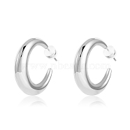Crescent Moon Chunky Stud Earrings Half Hoop Earrings Open Oval Drop Earrings Teardrop Hoop Dangle Earrings Pull Through Hoop Earrings Statement Jewelry Gift for Women, Silver, 19.5x5.5x5.2mm, Pin: 0.8mm(JE1089D)