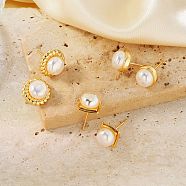 3 Pairs Minimalist Chic Brass Flat Round Stud Earrings, French Style, High-End Design, Golden, (YJ4173)