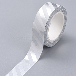 Foil Masking Tapes, DIY Scrapbook Decorative Paper Tapes, Adhesive Tapes, for Craft and Gifts, Stripe, Light Grey, 15mm, 10m/roll(DIY-G016-D03)