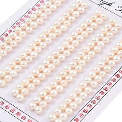 Grade 6A Natural Cultured Freshwater Pearl Beads, Half Drilled, Half Round Beads, White, 4~4.5x3mm, Hole: 1mm(PEAR-N018-6A-4045A)