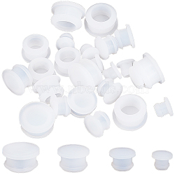 24Pcs 4 Style Silicone Bottle Seal Plug, Reusable Replacement Bottle Stopper, White, 11~19.5x9~11.5mm, Pin: 7~16mm, 6pcs/style(AJEW-GF0008-11B)