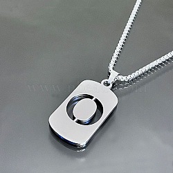 Stainless Steel Box Chain Necklaces, Rectangle with Letter O Pendant Necklaces(YT2090-15)