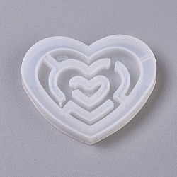 Shaker Mold, DIY Quicksand Jewelry Silicone Molds, Resin Casting Molds, For UV Resin, Epoxy Resin Jewelry Making, Heart with Labyrinth, White, 60x72.5x8mm(X-DIY-WH0152-17)
