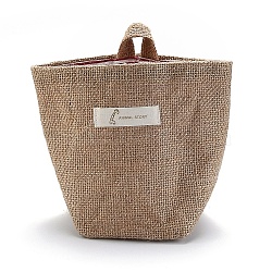 Foldable Cotton Linen Storage Basket, Wall-Hanging Storage Bags, for Home Wall Door Closet, Stripe Pattern, Dark Red, 18.5x9.5x1.55cm(HJEW-O003-03B)