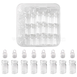 20Pcs Glass Bottle Pendant Decorations, Wishing Bottles, with Plastic Plugs, Clear, 2.45x1cm, Hole: 2mm, Capacity: 1ml(0.03fl. oz)(CON-FS0001-06)