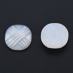 ABS Plastic Imitation Pearl Cabochons, Flat Round, Creamy White, 15x5mm(KY-N015-33)