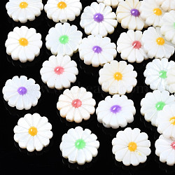 Natural Freshwater Shell Beads, with Enamel, Flower, Mixed Color, 12x4mm, Hole: 0.9mm(SHEL-N026-143A-149)