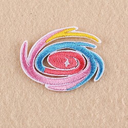 Computerized Embroidery Cloth Iron on/Sew on Patches, Costume Accessories, Appliques, Typhoon Eye, Colorful, 40x53mm(X-DIY-F038-F04)
