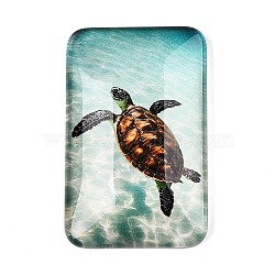 Glass Cabochons, Rectangle with Ocean Theme, Tortoise, 51.5x32.5x8.5mm(GGLA-T004-14L)