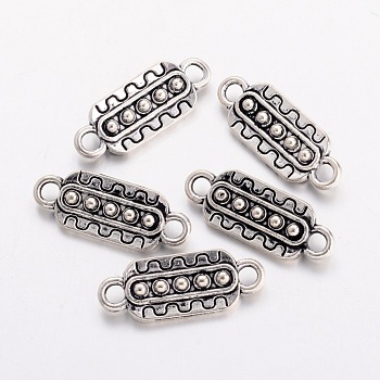 Tibetan Style Alloy Links/Connectors, Cadmium Free & Lead Free, Rectangle, Antique Silver, 21.5x8x3mm, Hole: 1.5mm