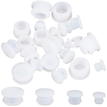 24Pcs 4 Style Silicone Bottle Seal Plug, Reusable Replacement Bottle Stopper, White, 11~19.5x9~11.5mm, Pin: 7~16mm, 6pcs/style