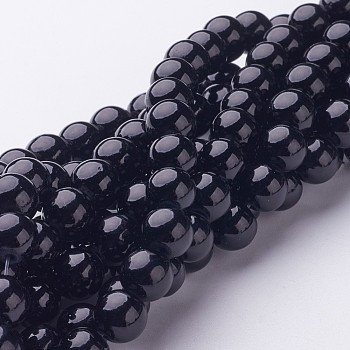 Natural Mashan Jade Round Beads Strands, Dyed, Black, 8mm, Hole: 1mm, about 51pcs/strand, 15.7 inch