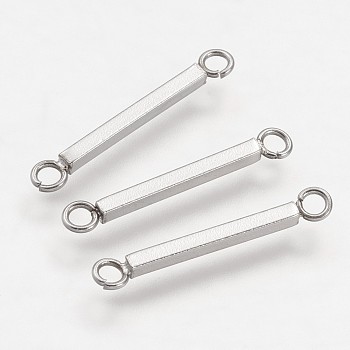 304 Stainless Steel Links connectors, Cuboid, Stainless Steel Color, 20.5x1.5x1.5mm, Hole: 1.5mm