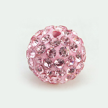 Polymer Clay Rhinestone Beads, Pave Disco Ball Beads, Grade A, Round, PP15, Light Rose, 10mm, Hole: 1.8~2mm