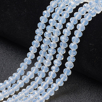 Glass Beads Strands, Imitation Jade, Faceted, Rondelle, Clear, 3.5x3mm, Hole: 0.4mm, about 138pcs/strand, 15.7 inch(40cm)