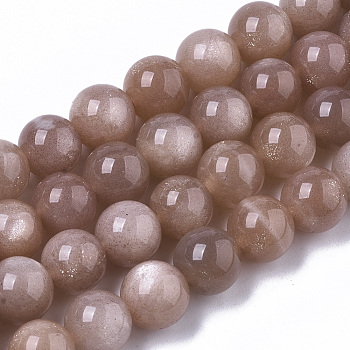 Natural Sunstone Beads Strands, Grade A+, Round, 6mm, Hole: 0.8~0.9mm, about 31~32pcs/Strand,  7.28 inch~7.67 inch(18.5cm~19.5cm)