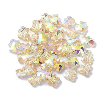 Electroplate Glass Beads, Half Plated, AB Color Plated, Bear, Old Lace, 9.5x8.5x4mm, Hole: 1.2mm