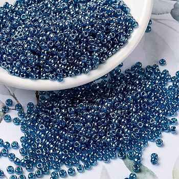 MIYUKI Round Rocailles Beads, Japanese Seed Beads, 8/0, (RR326) Transparent Capri Blue Luster, 3mm, Hole: 1mm, about 422~455pcs/10g