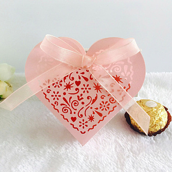 Paper Boxes, Candy Favor Boxes for Wedding Baby Shower Birthday Party Supplies, Heart, Pink, Box: 8.9x9.5x3cm