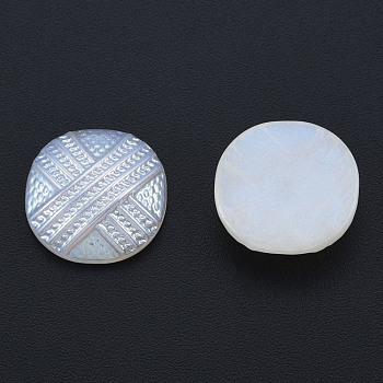 ABS Plastic Imitation Pearl Cabochons, Flat Round, Creamy White, 15x5mm