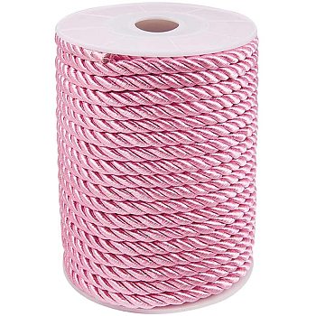 PandaHall Elite Polyester Cord, Twisted Cord, Pearl Pink, 5mm, about 18~19yards/roll(16.4m~17.3m/roll)