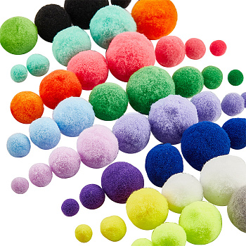 AHADERMAKER 10 Bags 10 Colors DIY Doll Craft Polyester Pom Pom, Round, Mixed Color, 9~30mm, about 135pcs/bag, 1 bag/color