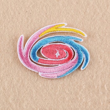 Computerized Embroidery Cloth Iron on/Sew on Patches, Costume Accessories, Appliques, Typhoon Eye, Colorful, 40x53mm