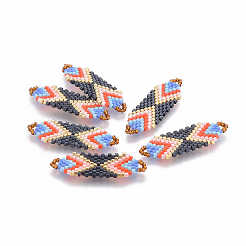 MIYUKI & TOHO Handmade Japanese Seed Beads Links, Loom Pattern, Colorful, 35~36.5x12.5x2mm, Hole: 2x3mm