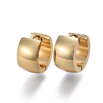 304 Stainless Steel Huggie Hoop Earrings, Ring, Golden, 12.5x13x7mm, Pin: 1mm