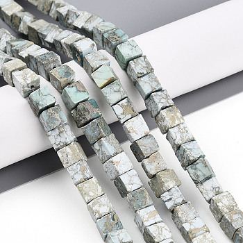 Natural Variscite Beads Strands, Cube, 6~6.5x6~6.5x6~6.5mm, Hole: 0.9~1mm, about 57~63pcs/strand, 14.53~15.35''(36.9~39cm)