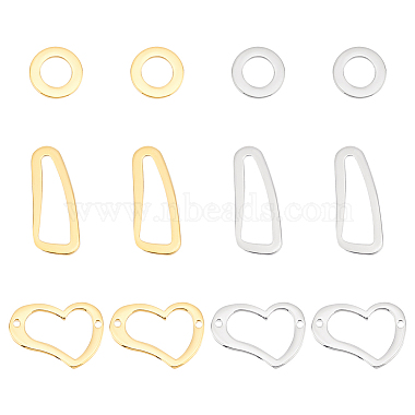 Golden & Stainless Steel Color Mixed Shapes 304 Stainless Steel Linking Rings
