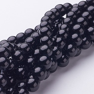 8mm Black Round Mashan Jade Beads