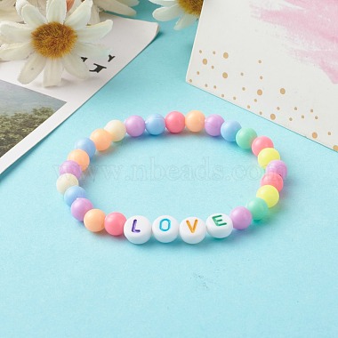 Opaque Acrylic Beads Stretch Bracelet Set for Kid(BJEW-JB06589)-7