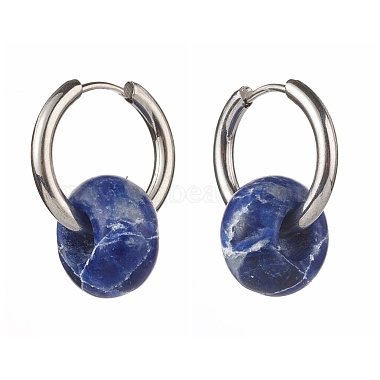 Asymmetrical Natural Mixed Stone Hoop Earrings(EJEW-JE04597)-2
