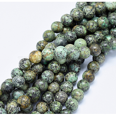 Brins de perles turquoises africaines naturelles (jaspe)(TURQ-G037-8mm)-4
