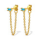 Real 18K Gold Plated 925 Sterling Silver Chains Front Back Stud Earrings(PA4661-3)-1