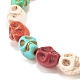 bracelet extensible en perles de crâne synthétique turquoise (teint)(BJEW-JB08056)-6