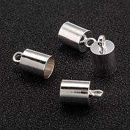 Brass Cord Ends, End Caps, Long-Lasting Plated, Column, 925 Sterling Silver Plated, 10x6mm, Hole: 1.8mm, Inner Diameter: 5mm(KK-H759-41G-S)