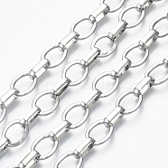 Unwelded Iron Box Chains, Cable Chains, with Spool, Platinum, 13.4x10.3x1.6mm and 11.6x6.3~6.6x3mm, about 32.8 Feet(10m)/roll(CH-S125-16A-02)