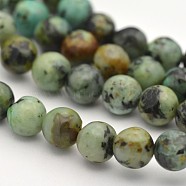 Natural African Turquoise(Jasper) Round Beads Strands, Dark Sea Green, 6mm, Hole: 1mm, about 63pcs/strand, 15.3 inch(G-D665-6mm)