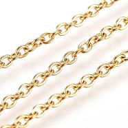 Ion Plating(IP) 304 Stainless Steel Cable Chains, Soldered, Flat Oval, Golden, 2.5x2x0.5mm(CHS-H001-2mm-15G)