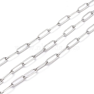 304 Stainless Steel Paperclip Chains, with Spool, Soldered, Stainless Steel Color, 10x3.5x0.7mm, 10.93 yards(10m)/roll(CHS-D033-06P-02)