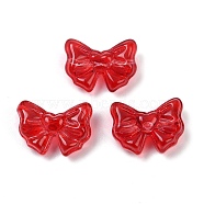 Transparent Glass Beads, Bowknot, Baking Paint, Red, 13x17.5x8.5mm, Hole: 1mm(DGLA-E004-10B)