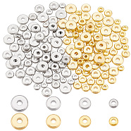 Elite 160Pcs 8 Styles Brass Spacer Beads, Flat Round, Mixed Color, 4~7x1.5~2mm, Hole: 1.5~2mm, 20pcs/style(KK-PH0006-73)