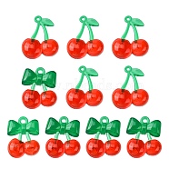 10Pcs 2 Styles Transparent Acrylic Pendants, Cherry, Red, 25~33x19~26x10~12.5mm, Hole: 1.5~2.5mm, 5pcs/style(OACR-YW0001-62)