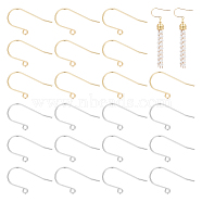 100Pcs 2 Colors 304 Stainless Steel Earring Hooks, Ear Wire with Horizontal Loop, Golden & Stainless Steel Color, 27.5x16.5x0.8mm, Hole: 1.8mm, 21 Gauge, Pin: 0.7mm, 50pcs/color(STAS-UN0053-63)
