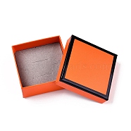 Cardboard Jewelry Boxes, with Black Sponge, for Jewelry Gift Packaging, Square, Dark Orange, 7.45x7.45x3.3cm, inside: 6.8×6.8×3.15cm(CBOX-T006-11)